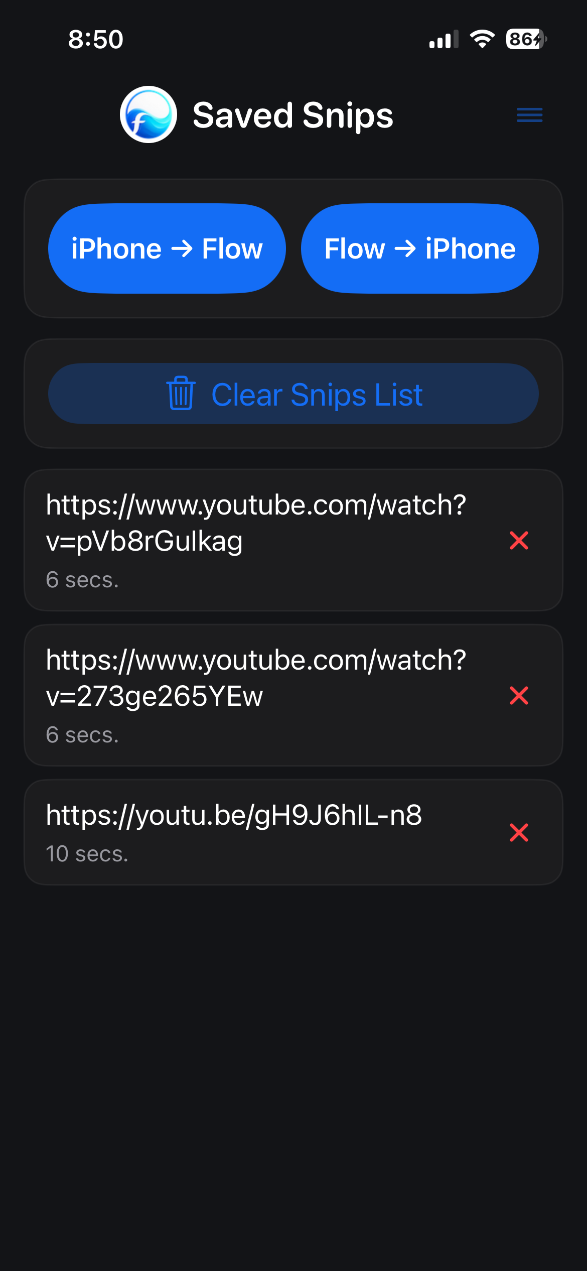 Saved snippets in Flow
